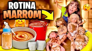 ROTINA MARROM CHOCOLATE: MINHA BEBÊ REBORN FICOU MANCHADA NA PISCINA DE TINTA? 🍫😱