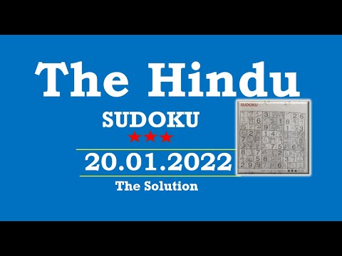 The Hindu  Sudoku Jan 20, 2022 - 3 Star - The Solution