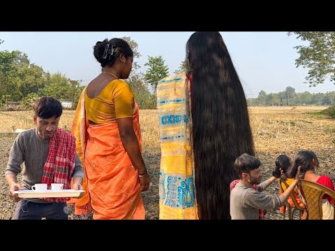 Long hair play with servant | Hair play with two long hair girls by servant | Hair play | Long hair