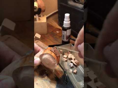Gluing blocks on a briar pipe for freehand drilling