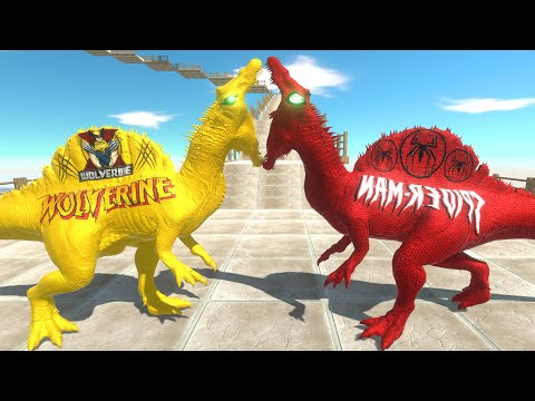 Wolverine Spinosaurus Death Run | 🦖Animal Revolt Battle Simulator🦕