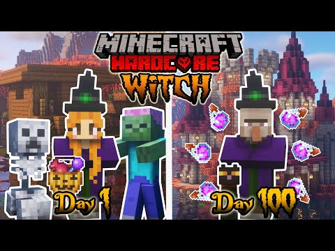 I Survived For 100 Days In HARDCORE Minecraft As A WITCH... Here's What Happened | Halloween Special