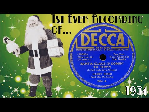 1ST Ever 1934 Recording of Santa Claus is Comin' to Town ~ Harry Reser w/ Tom Stacks - DECCA 78 rom