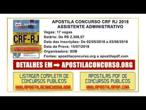 Apostila Concurso CRF RJ 2018 PDF Agente Administrativo