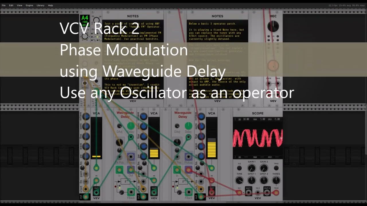 VCV Rack 2 - Phase Modulation using Waveguide Delay