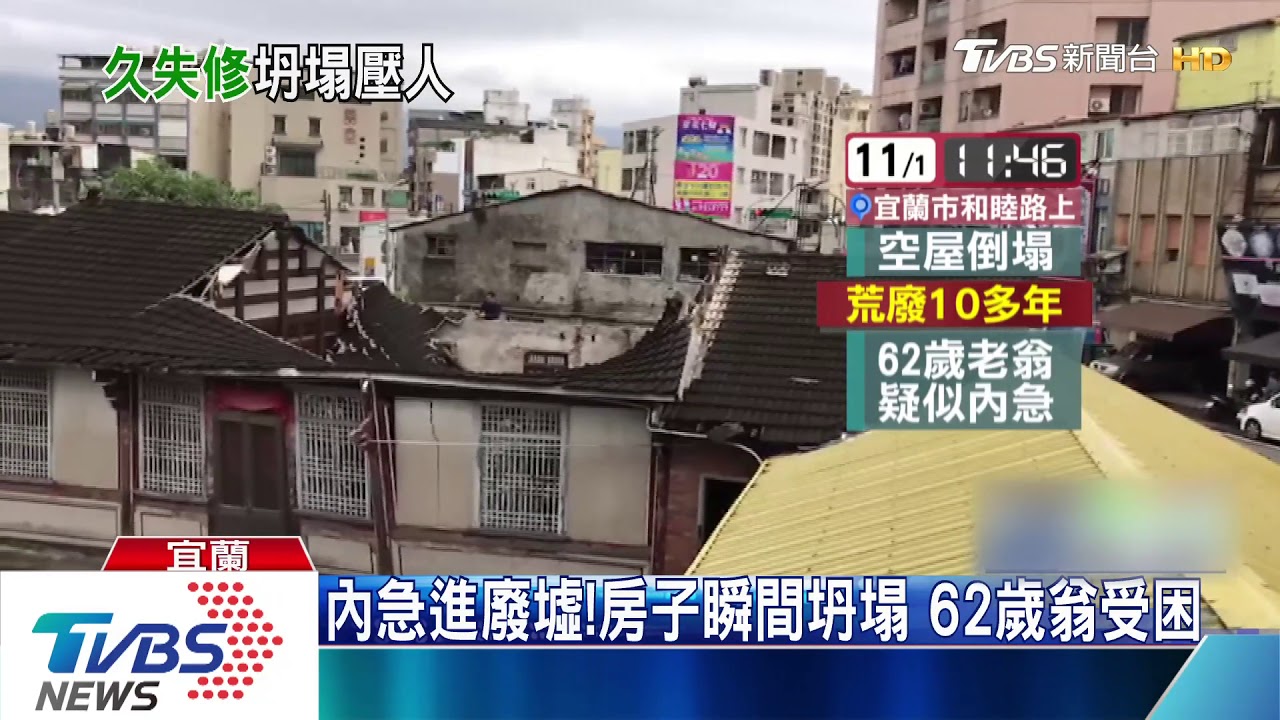 內急進廢墟!房子瞬間坍塌 62歲翁受困