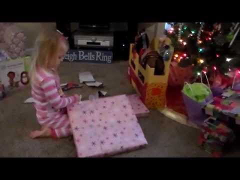 Abby opening presents Christmas morning 2014