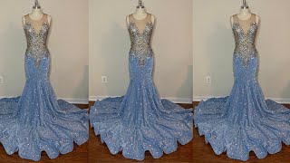 How to sew a sequin prom dress with bodice applique and circle skirt train (DIY)