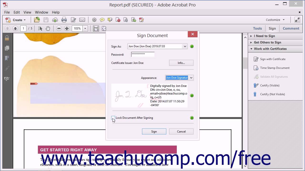 Signing a PDF - Adobe Acrobat XI Training Tutorial Course