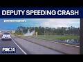 Caught on camera: Speeding Florida deputy loses control, crashes into pond