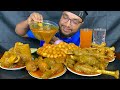 SPICY MUTTON CURRY CHICKEN LEG PIECE CURRY BUFFALO LEG NALLI AND QUAIL EGGS WITH RICE EATING VIDEO