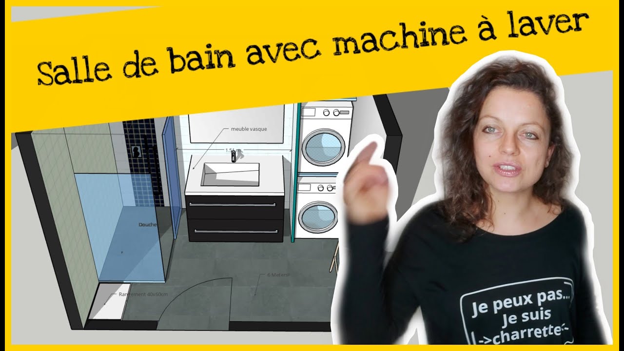 Plan salle de bain 6m2 avec machine à laver (3d)