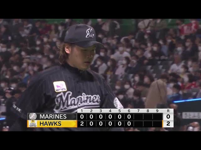 【6回裏】マリーンズ・二木康太が6回2失点と試合を作る力投を見せる!! 2022年4月14日 福岡ソフトバンクホークス 対 千葉ロッテマリーンズ