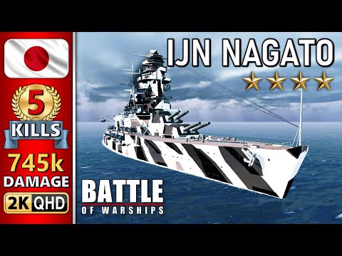 BATTLE OF WARSHIPS ⚓ NAGATO : 5 KILLS - 745k DAMAGE 💥