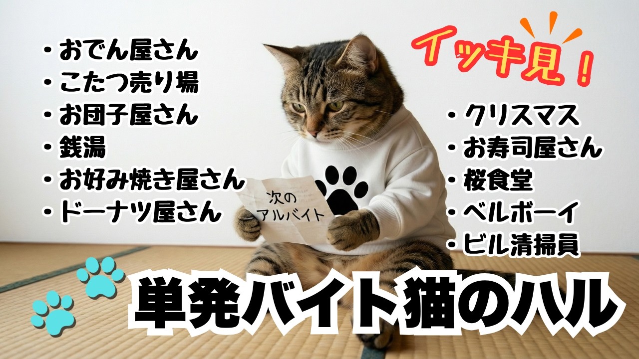 【11話イッキ見！】単発バイト猫のハル😾バイト生活まとめ✨📁