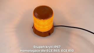 Robustní oranžový LED maják, oranž.hliník, 96W, ECE R65