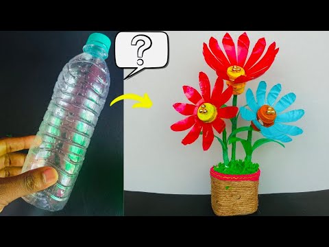 Easy Plastic Bottle Flower Craft Ideas For Home Decor || Manasi Craft World