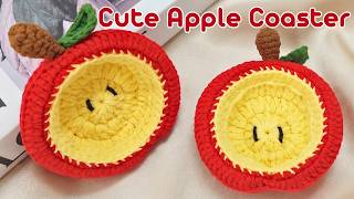 Crochet Apple Slice Coaster 🍎 Easy Beginner Tutorial | Cute DIY Home Decor