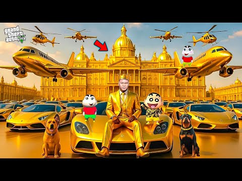 Franklin And Shinchan BILLIONAIRE! 👑 Golden King Luxury Life in GTA 5 in Telugu