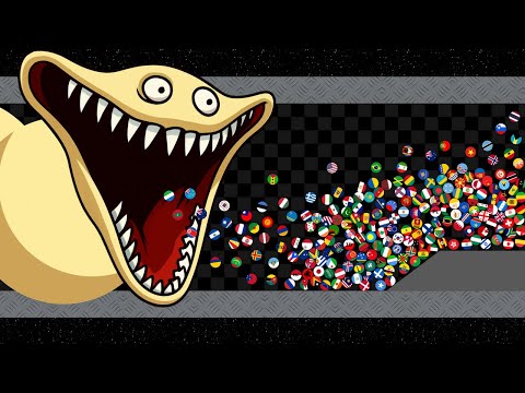 Escape From Hungry Worm - Countries Marble Race in Algodoo