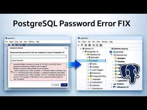 How To Fix Forgot Postgres Password | PostgreSQL Login Failed? Error FIX pgAdmin 4
