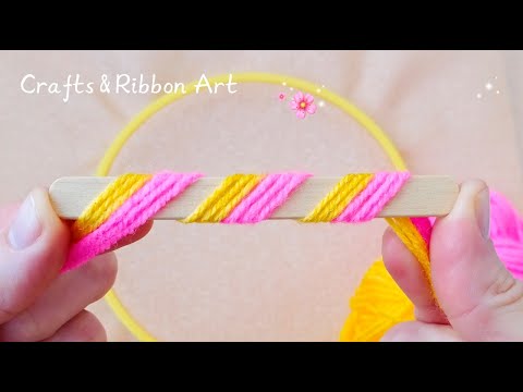 It's so Beautiful Idea 💖🌟 I Made It With Ice Cream Stick and Yarn - Pretty and Simple Flower