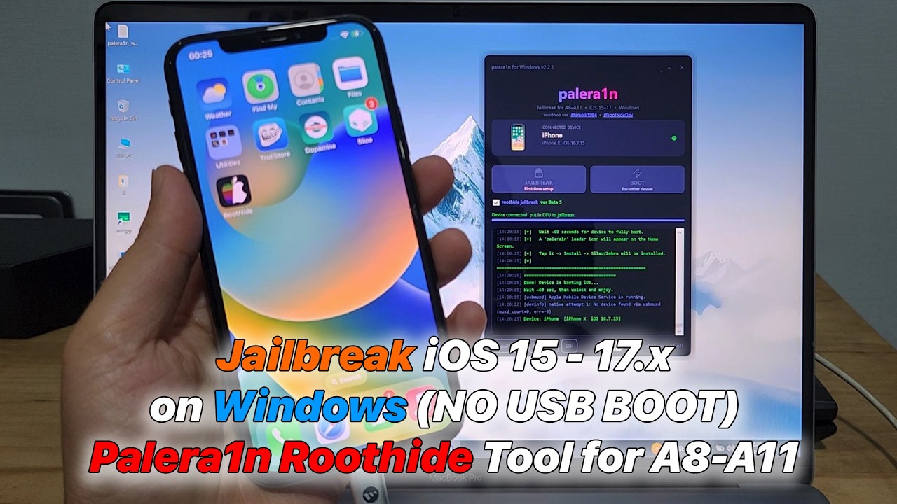 Jailbreak iOS 15 - 17.x on Windows (NO USB BOOT) | Palera1n Roothide Tool for A8-A11 #Jailbreak