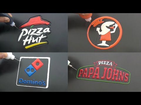 Pizza Brand Logos Pancake Art - Pizza Hut, Little Caesars, Domino's, Papa John's