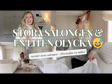 INREDER STORA SALONGEN | soffor, gardiner & en liten olycka på köpet 😅
