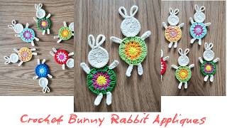 CROCHET BUNNY RABBIT APPLIQUES FOR EASTER | EASY CROCHET RABBIT | DIY
