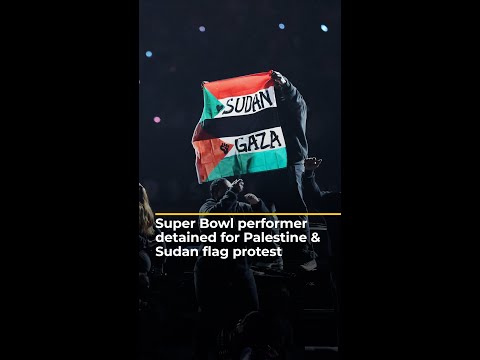 Super Bowl halftime performer detained for Palestine & Sudan flag protest | AJ#shorts