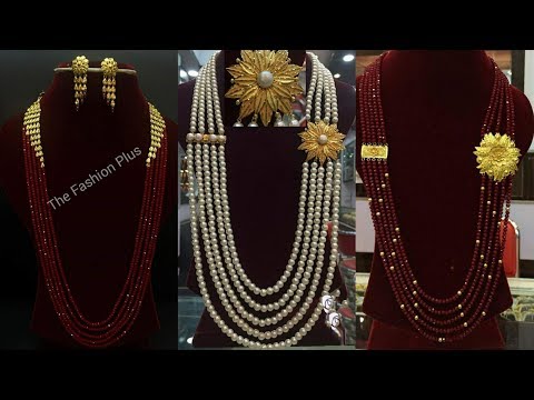 Latest gold +pearl and crystal necklace/ mala/ designs with ...