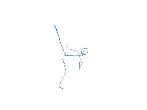 Practice Animation of Horizontal 720° Spinning Kick Quadruple Breaking