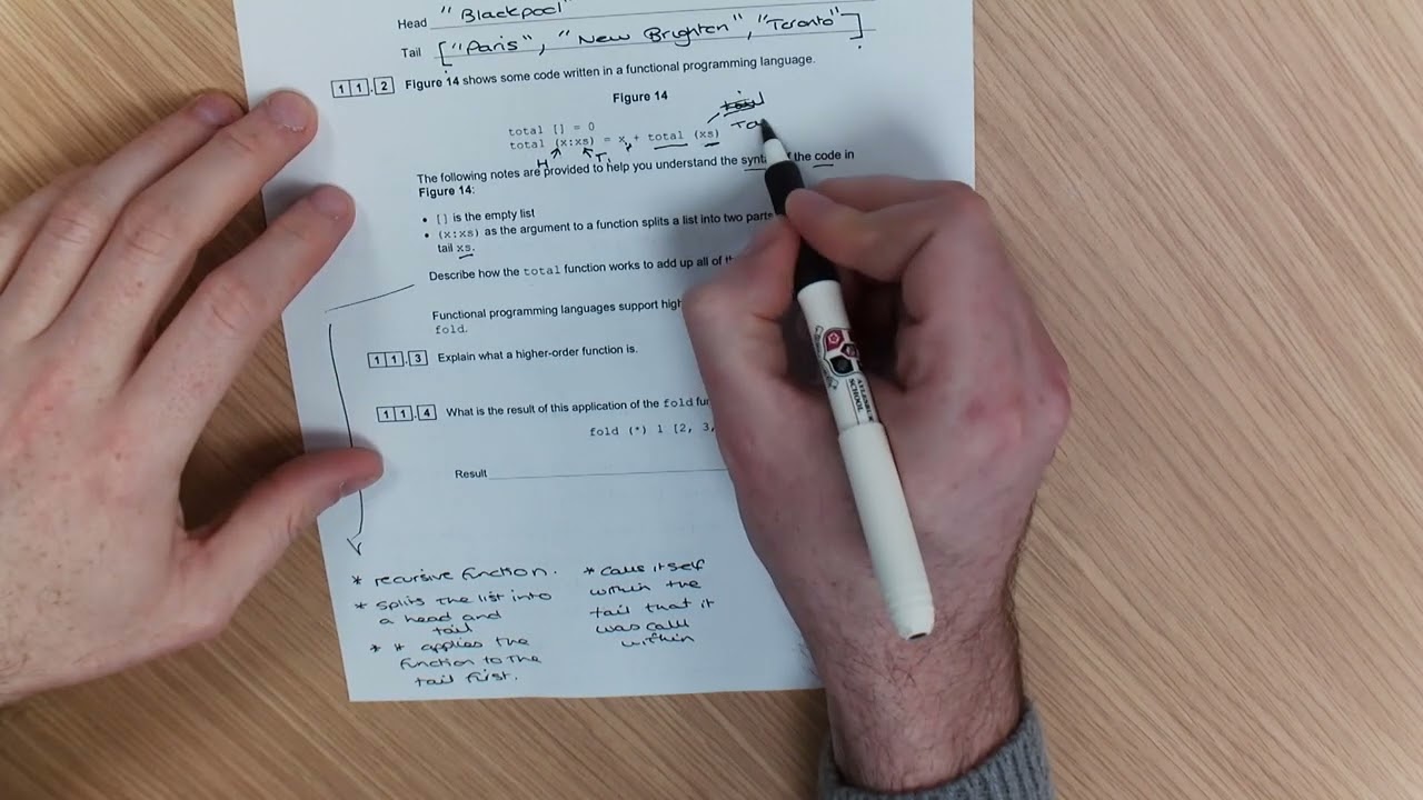 AQA Computer Science - A-Level - Functional Programming - Question Paper 6