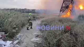 В Николаеве масштабный пожар: на Ингуле горит камыш (видео)