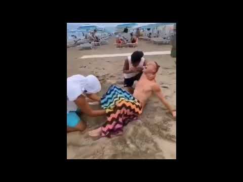 Pregnant man gives birth on the beach