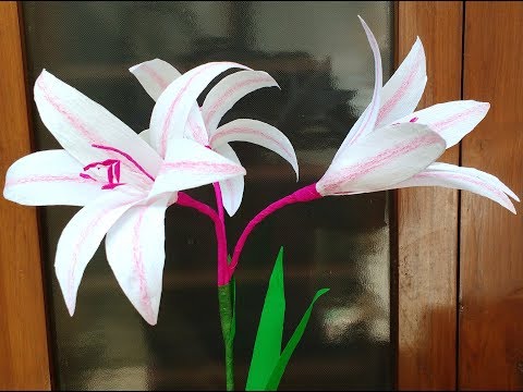 How to make Crepe Paper Flowers Milk & Wine Lily / Crinum latifolium (flower # 262)