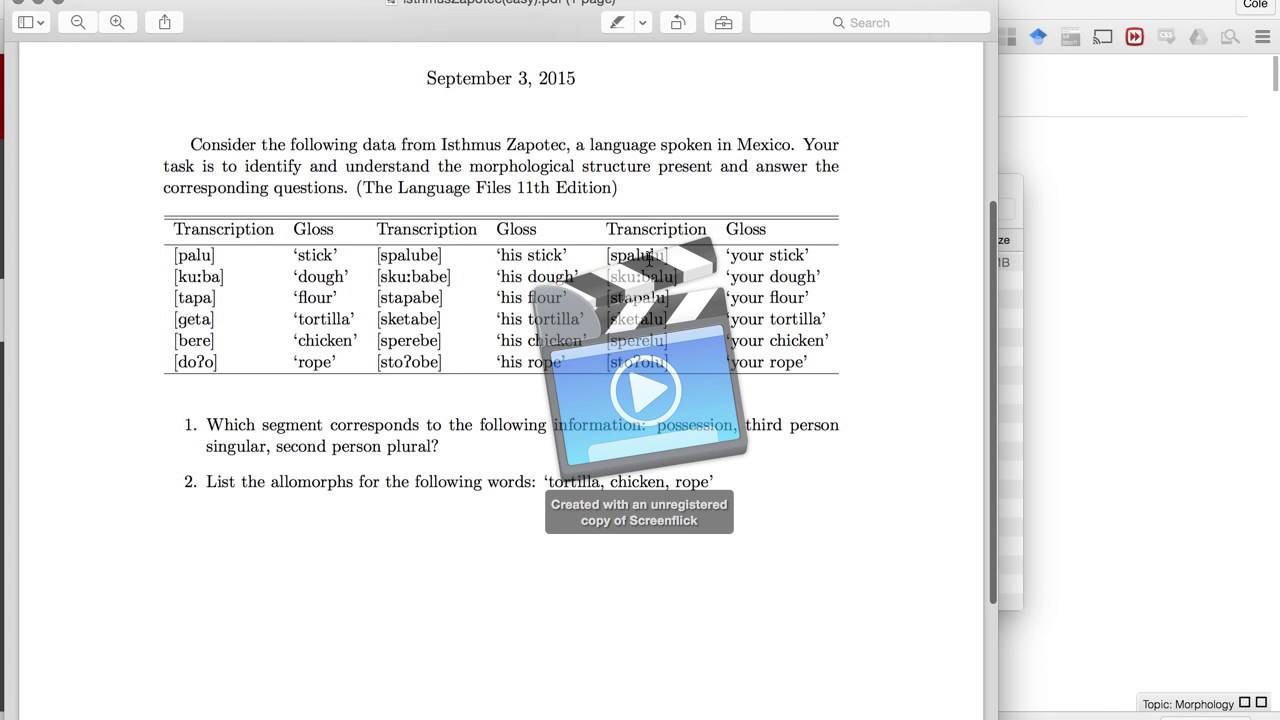 Morphology Problem Example