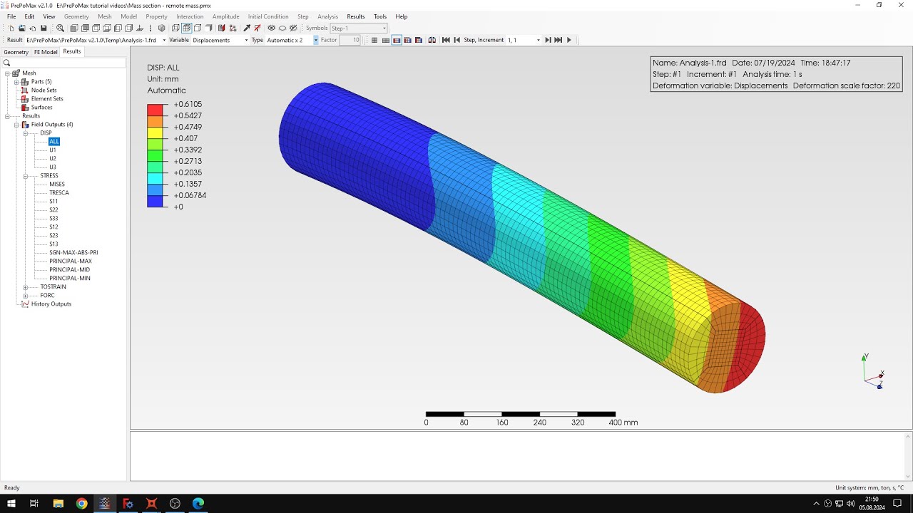 PrePoMax (CalculiX FEA) - Tutorial 45 - Point (remote) and distributed mass
