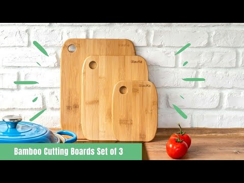 Bamboo Cutting Board Set of 3, Wood Cutting Board for Meat Cheese Vegetables, Organic Wooden Cutting Boards for Kitchen, Serving Tray, Chopping Board