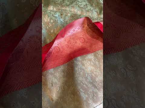 Sage Green Silk Tanchoi Saree with Red Border