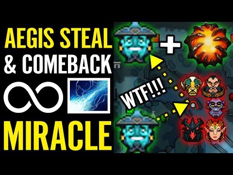 Epic Aegis STEAL and COMEBACK perform by MIRACLE Storm Spirit Dota 2