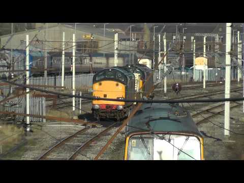 37038 Top'n'Tail 37218 6C51 Sellafield - Heysham flask(s) Carnforth loops 13th January 2012 Part 1