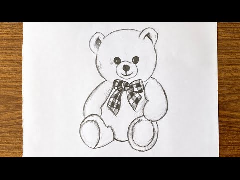 How to draw a cute teddy bear step by step easy // How to draw a bear step by step video