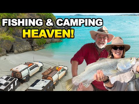 GIANT CROC  ENCOUNTER 🐊 + BARRA + Deserted Beach HEAVEN! Best Fishing/Camping trip in the NT