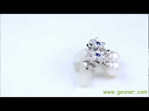 .50 ct. Estate Platinum, Diamond, Pearl & Sapphire Dangle Earrings- J32793