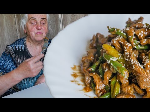 Stewed Asparagus with Pork - English Subtitles