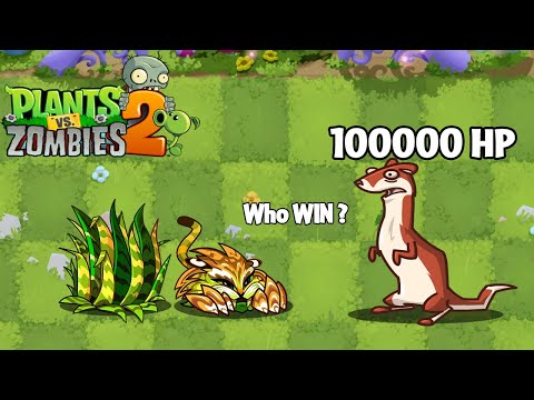 PvZ 2 Minigame - Ice Weasel Zombie 100000 HP Vs All Plants Max Level - Who will Win ?