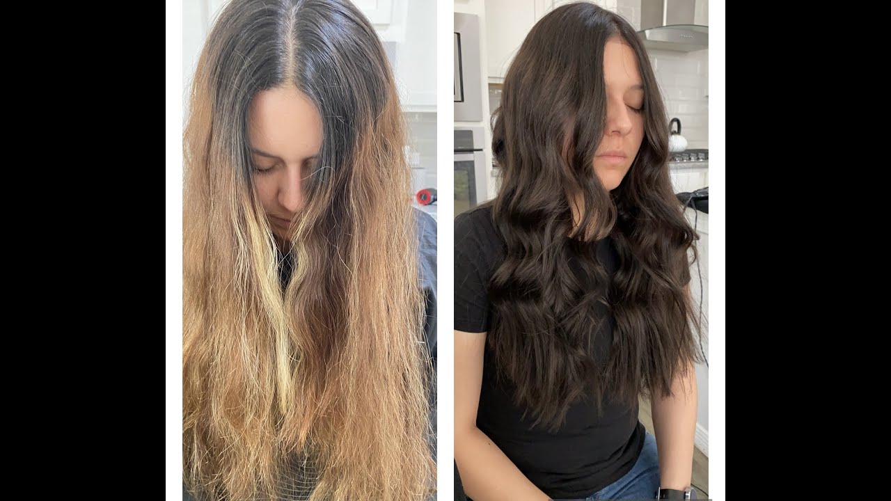 Como pintar el cabello de rubio a cafe castaño oscuro | Como hacer capas largas