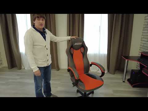 Кресло компьютерное RACER GT new кож/зам/ткань, металлик/синий, арт.13252 в Магадане - видео 18